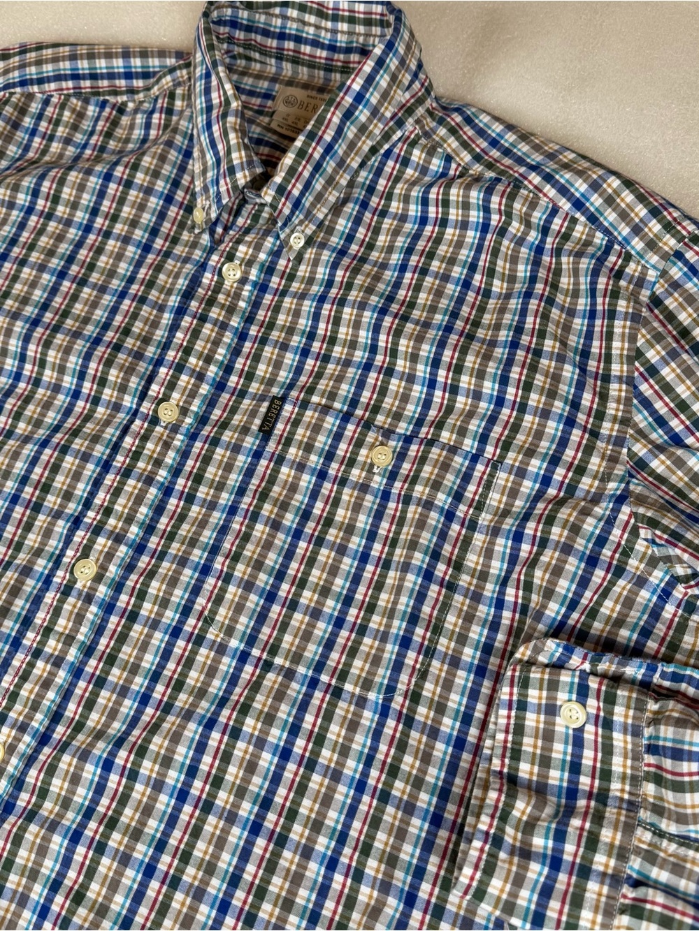 Beretta Men’s 3XL Check Plaid Long Sleeve Shirt Camping Fishing Hunting Hiking